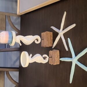Coastal Home Decor - 2 Seahorse Candle Holders & 2 Starfish